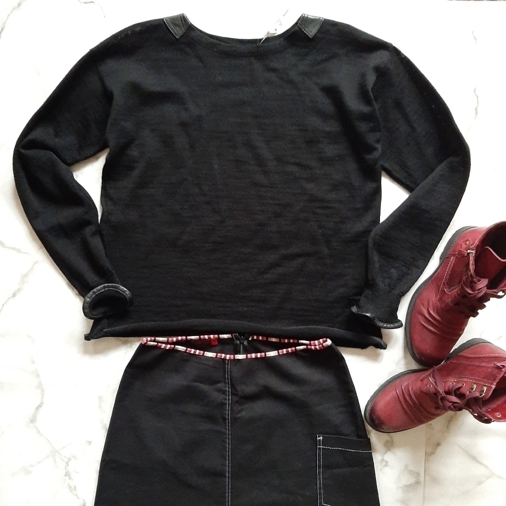 Yoshi Kondo Wool Leather Trim Sweater NWT